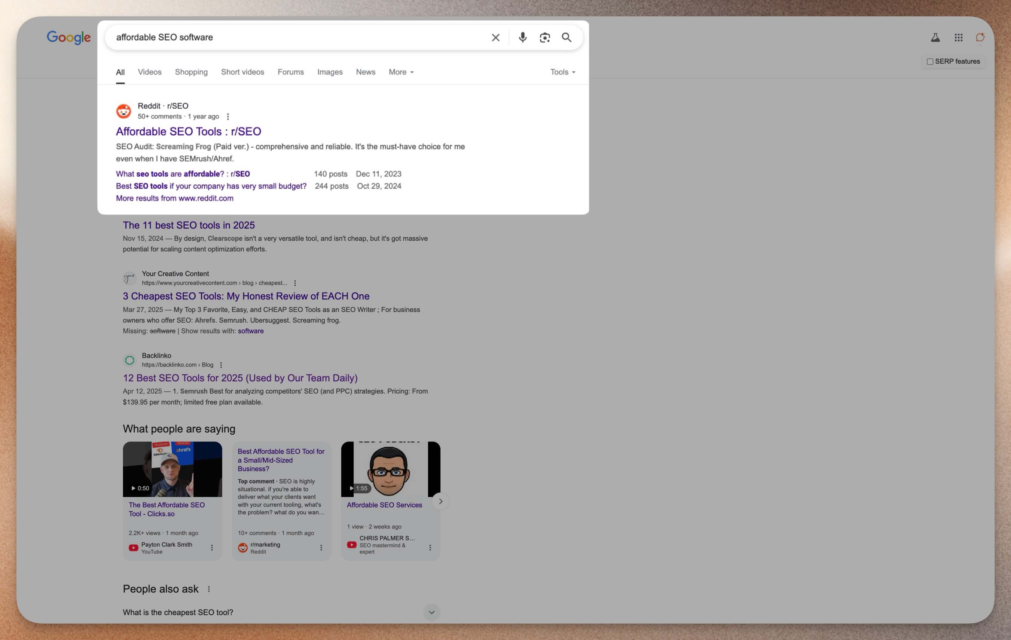 Reddit posts dominating Google search results